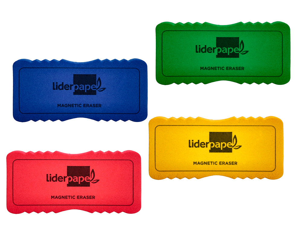APAGADOR LIDERPAPEL QUADRO BRANCO MAGNETICO CORES SORTIDAS 130X60 MM