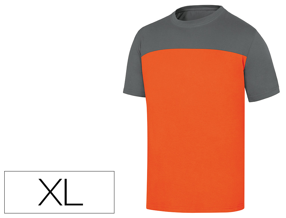 T-SHIRT DE ALGODAO DELTAPLUS COR CINZA LARANJA TAMANHO XL