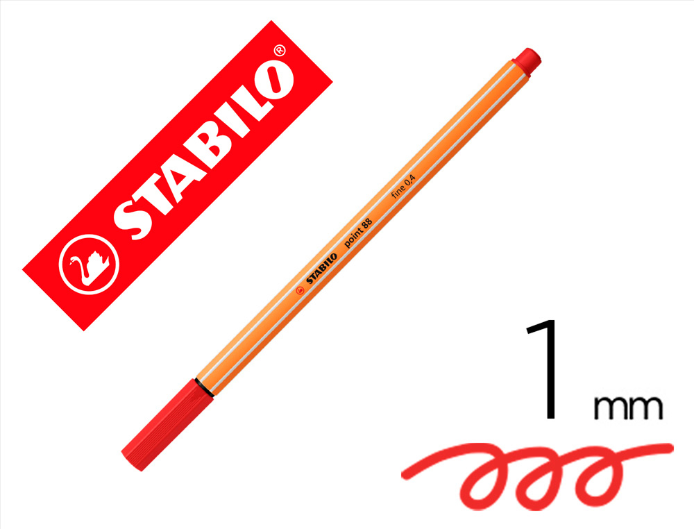 MARCADOR STABILO PONTA DE FIBRA POINT 88 VERMELHAO 0,4 MM