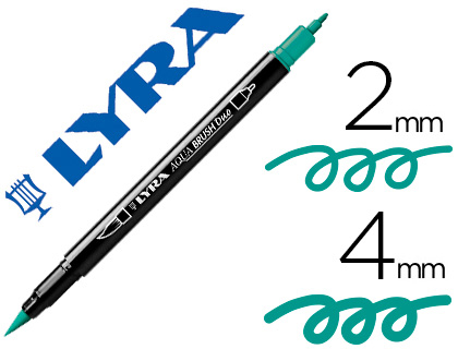 MARCADOR LYRA AQUA BRUSH AGUARELAVEL DUPLA PONTA FINA E PINCEL VERDE NOITE