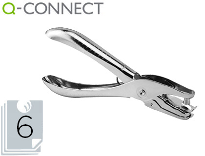 FURADOR Q-CONNECT DE ALAVANCA METALICO CROMADO 1 FURO ABERTURA 6 MM CAPACIDADE 6 FOLHAS