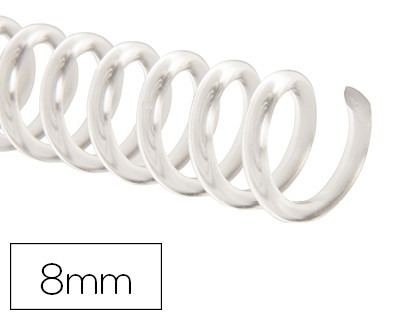 ESPIRAL Q-CONNECT DE PLASTICO TRANSPARENTE 32 5:1 8MM 1,8MM CAIXA DE 100 UNIDADES