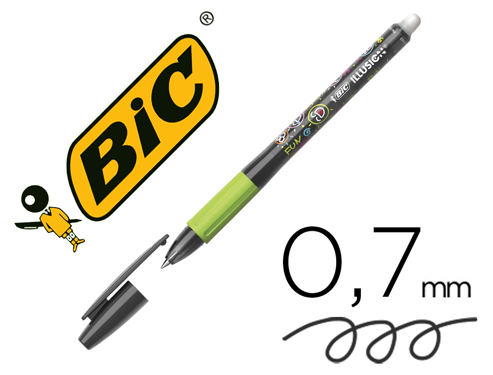 ESFEROGRAFICA BIC GELOCITY ILLUSION APAGAVEL PRETO PONTA DE 0,7 MM