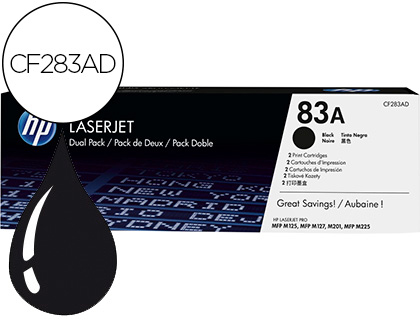 TONER HP LASERJET PRO 83A MFP M125 M127 M201 M225 PRETO PACK DE 2 UNIDADES 1500 PAGINAS