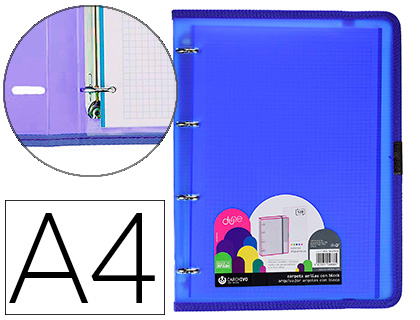 PASTA CARCHIVO DUNE 4 ANEIS 20 MM POLIPROPILENO RIGIDO DIN A4 COM RECARGA 120 F COM ELASTICOS COR AZUL