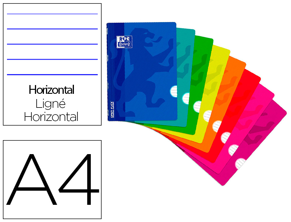 CADERNO AGRAFADO OXFORD OPENFLEX CAPA PLASTICO DIN A4 48 FOLHAS PAUTADO ASIGNATURA SOCIAL CORES SORTIDAS