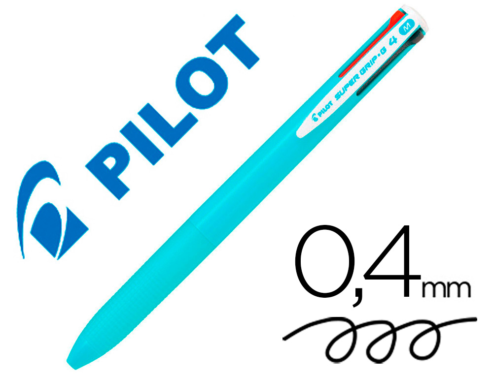 ESFEROGRAFICA PILOT SUPERGRIP G 4 CORES RETRATIL TINTA BASE DE OLEO CORPO COR AZUL CLARO