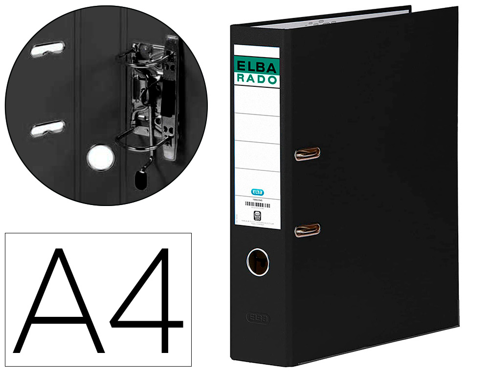 PASTA DE ARQUIVO DE ALAVANCA ELBA CHIC CARTAO FORRADO PVC COM RADO DIN A4 LOMBADA DE 80 MM PRETO