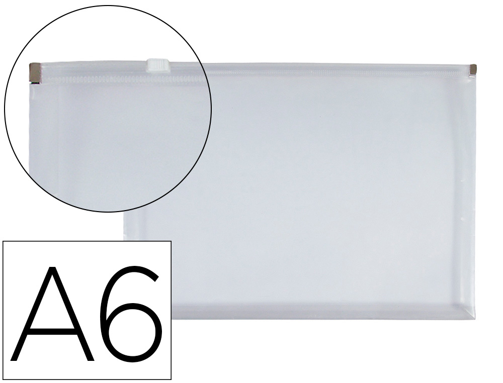 BOLSA PORTA DOCUMENTOS LIDERPAPEL A6 COM FECHO TRANSPARENTE