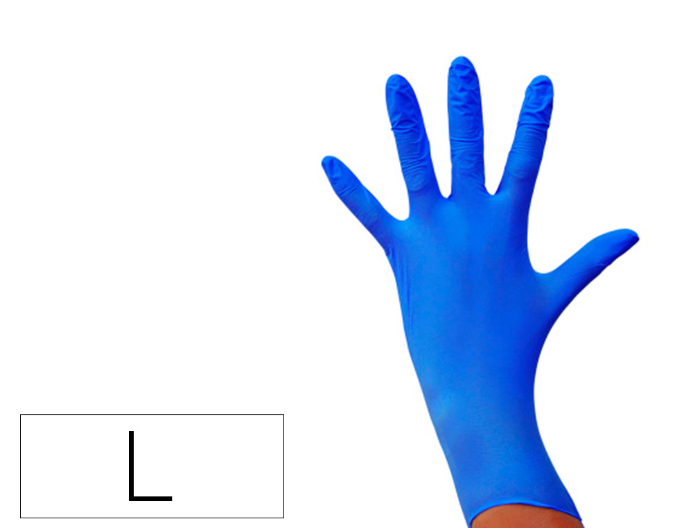 LUVA DE NITRILO DESCARTAVEL SENSIVEL SEM PO TAMANHO L GRANDE COR AZUL CAIXA DE 100 UNIDADES