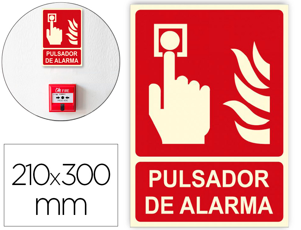 PICTOGRAMA ARCHIVO 2000 BOTAO DE ALARME PVC VERMELHO LUMINISCENTE 210X300 MM