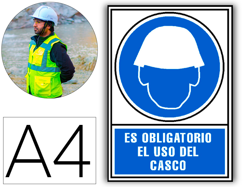 PICTOGRAMA ARCHIVO 2000 OBRIGATORIO USO DE CAPACETE PVC AZUL LUMINISCENTE 210X297 MM