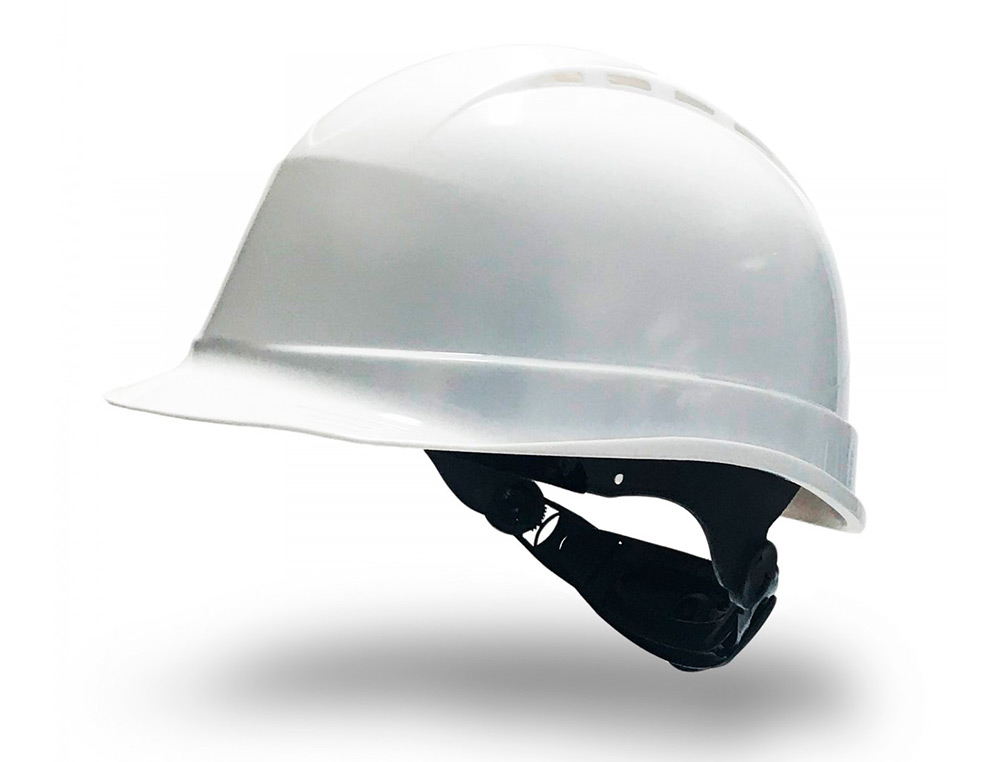 CAPACETE FARU POLIETILENO VENTILADO 6 PONTOS FIXACAO AJUSTE ROLETA COR BRANCO