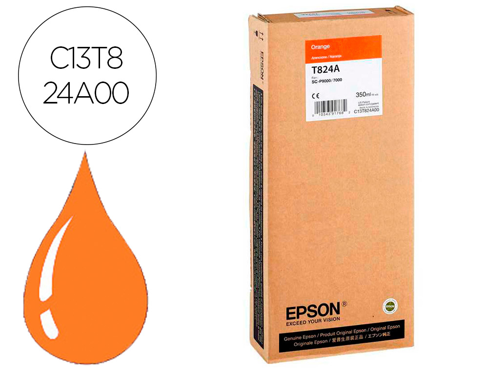 TINTEIRO EPSON GF SURECOLOR SERIE SC-P LARANJA ULTRACHROME HDX/HD 350ML