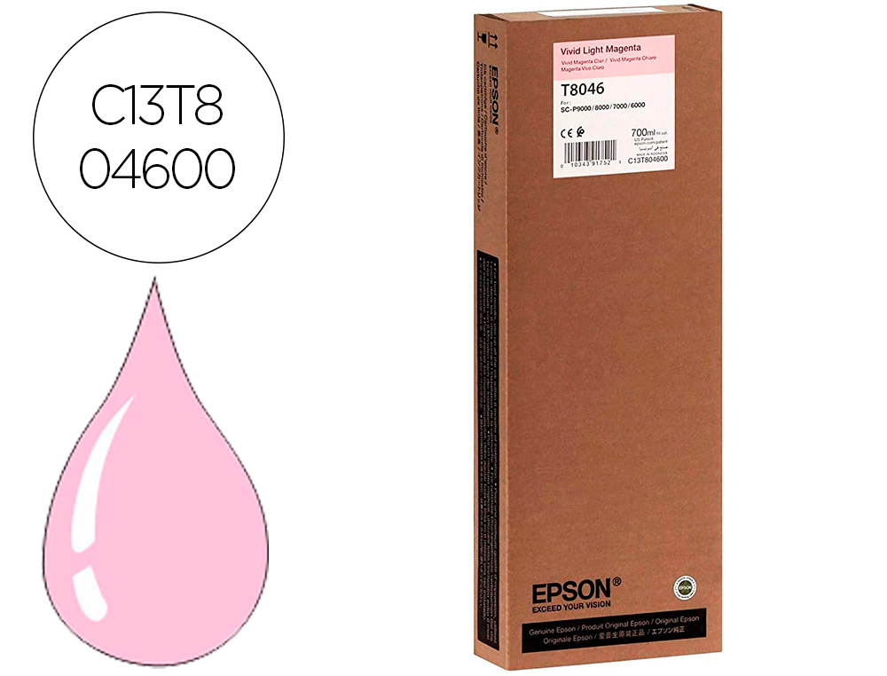 TINTEIRO EPSON GF SURECOLOR SERIE SC-P VIVID LIGHT MAGENTA ULTRACHROME HDX/HD 700ML