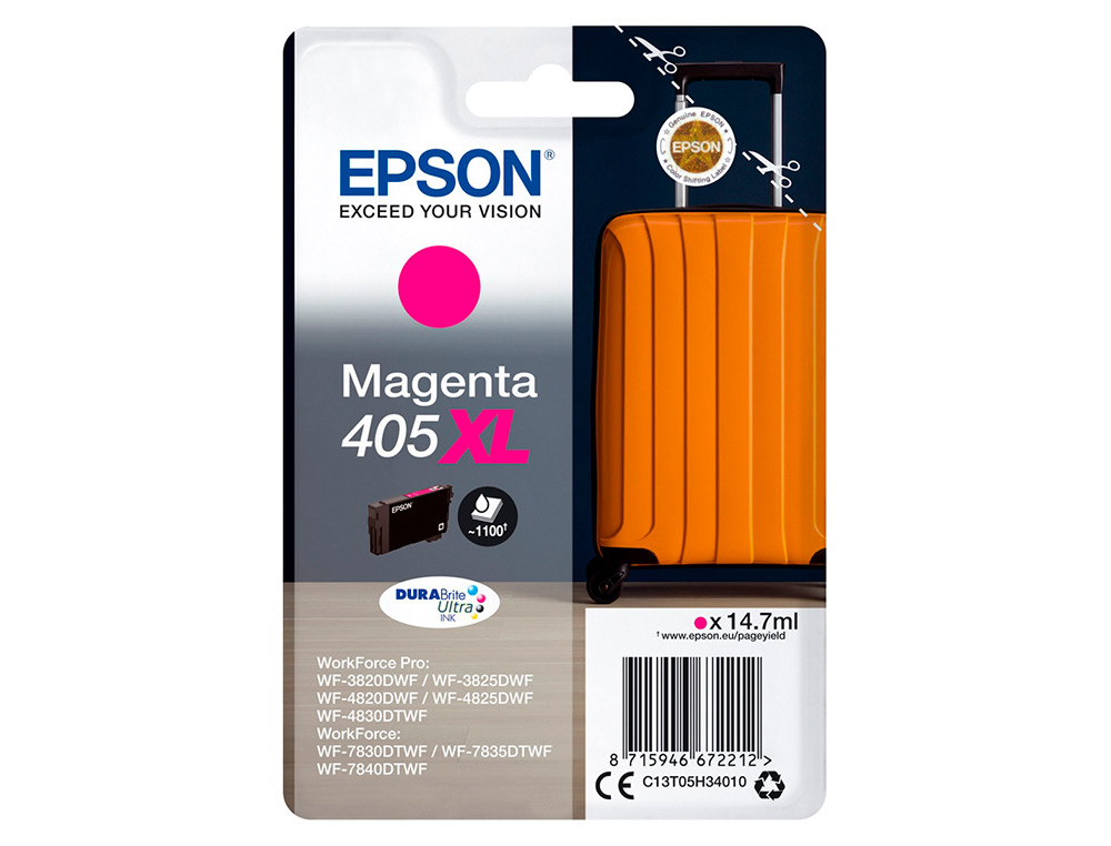 TINTEIRO EPSON 405 XL WF-3820DWF / WF-4820DWF / WF-7830DTWF / WF-7840DTWF ALTA CAPACIDADE MAGENTA