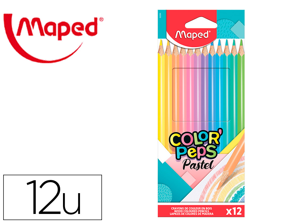 LAPIS DE COR MAPED COLOR PEPS CAIXA DE 12 CORES PASTEL SORTIDAS