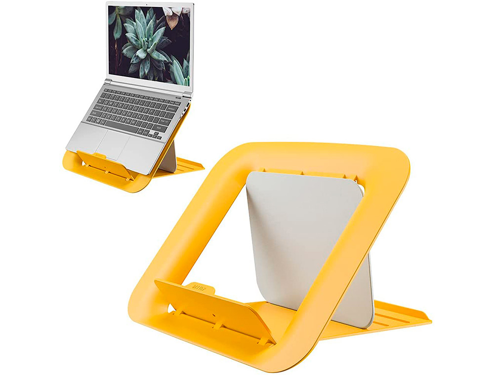 SUPORTE PARA PORTATIL LEITZ ERGO COSY AJUSTAVEL 4 ALTURAS COR AMARELO 310X50X247 MM