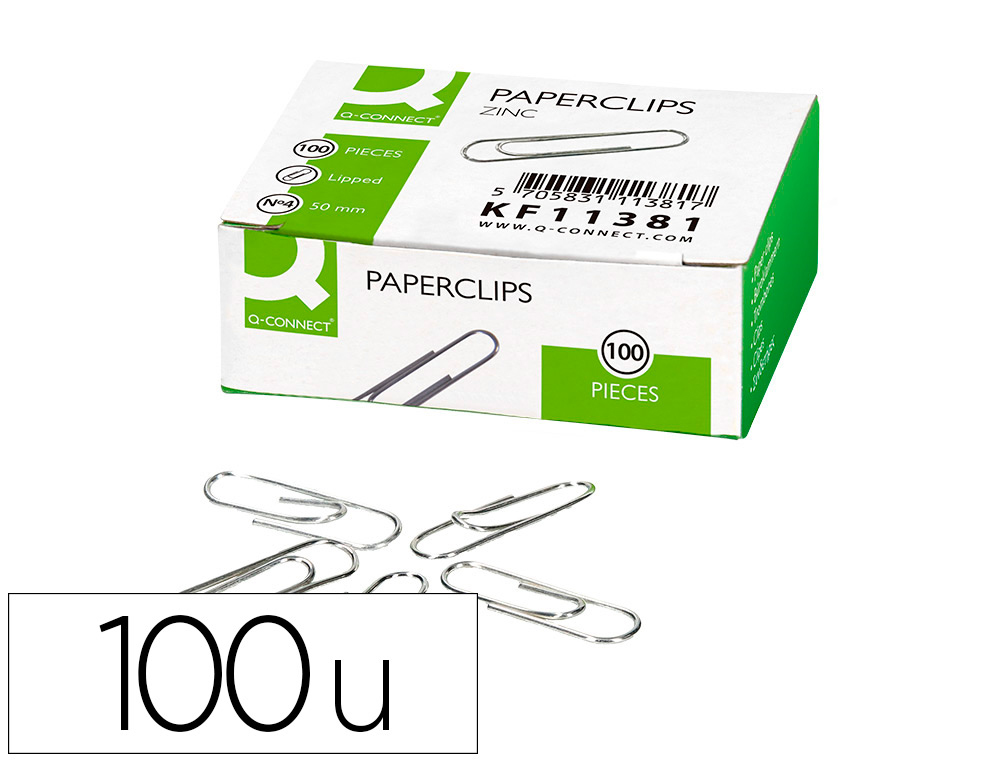 CLIPS ZINCO Q-CONNECT N 4 LABIADOS 50 MM CAIXA DE 100 UNIDADES