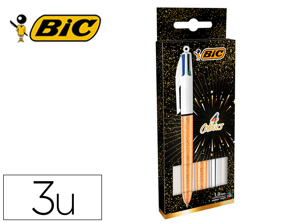SET OFERTA BIC 50 ANIVERSARIO 2 QUATRO CORES OURO MATE + 1 SHINE PRATA