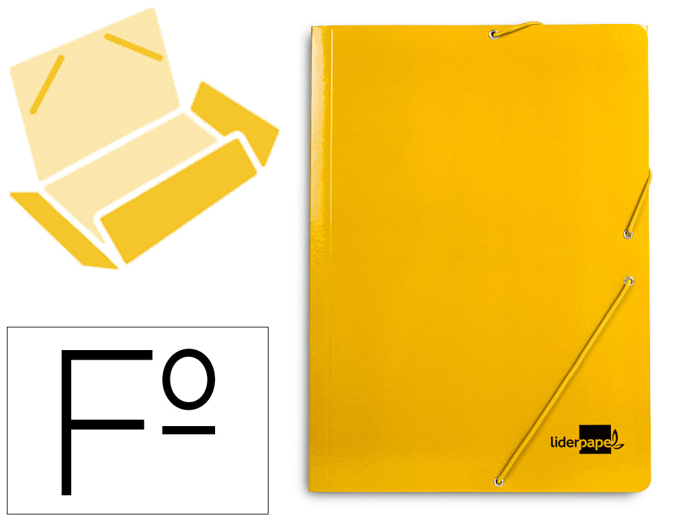 PASTA LIDERPAPEL DE ELASTICOS FOLIO 3 ABAS CARTAO PLASTIFICADO COR AMARELO