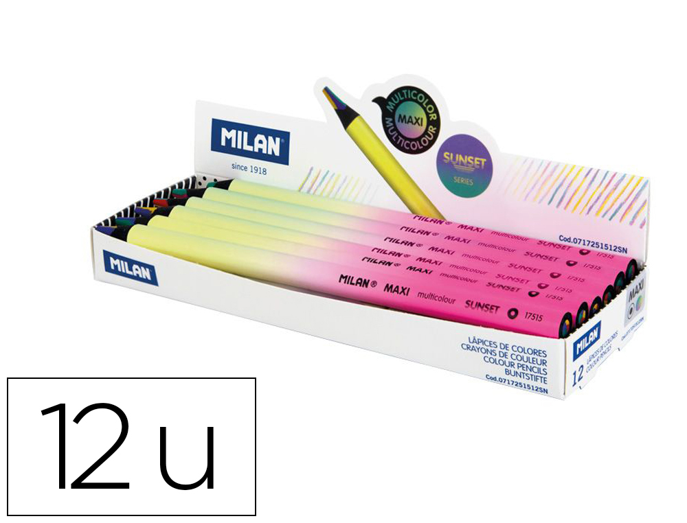 LAPIS DE COR MILAN SERIE SUNSET REDONDO MULTICOLOR CAIXA DE 12 UNIDADES
