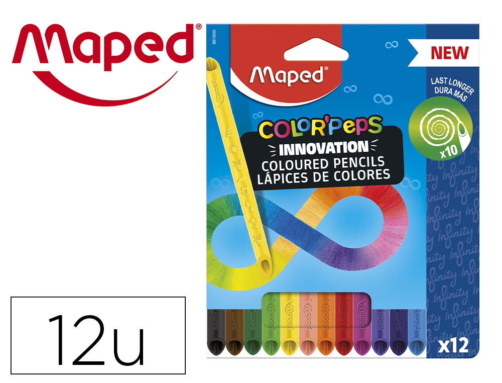LAPIS DE COR MAPED COLOR PEPS INFINITY CAIXA DE 12 CORES SORTIDAS