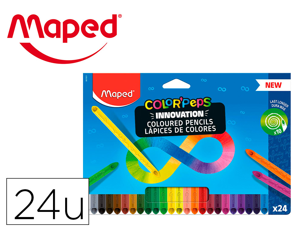 LAPIS DE COR MAPED COLOR PEPS INFINITY CAIXA DE 24 CORES SORTIDAS