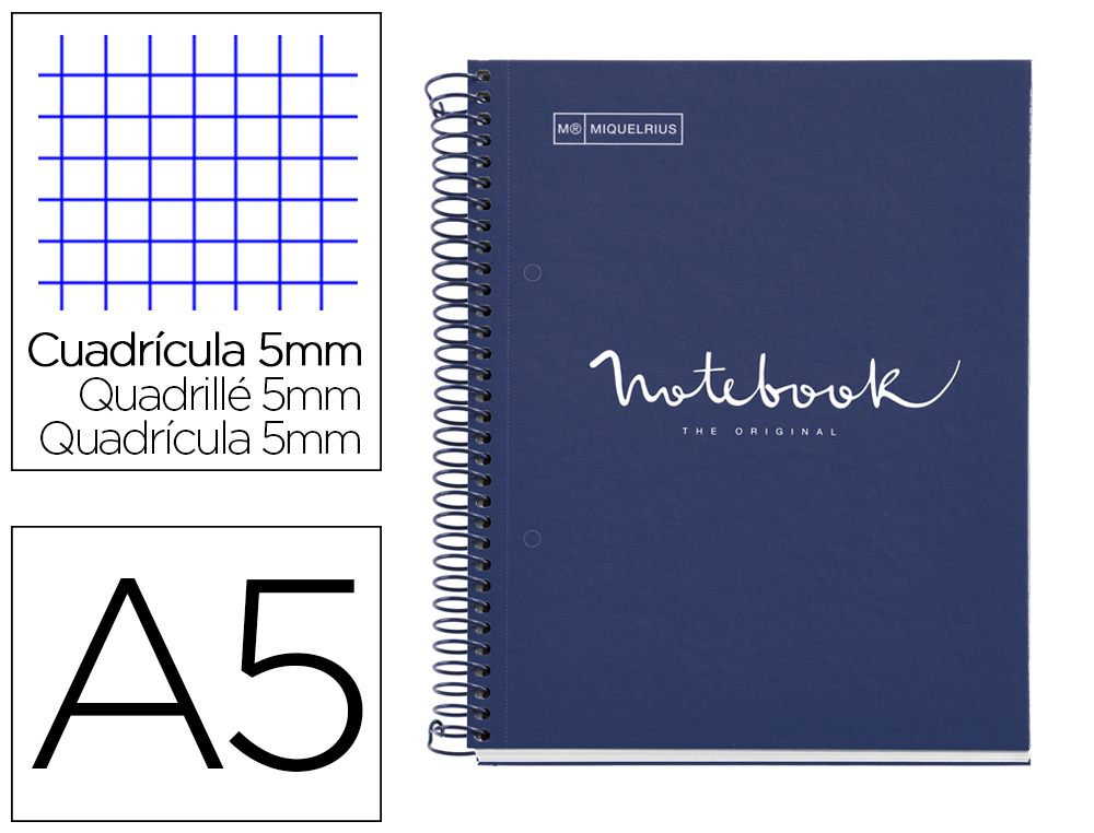 CADERNO ESPIRAL MIQUELRIUS NOTEBOOK 1 EMOTIONS CAPA FORRADA DIN A5 MICROPERFURADO 80 FOLHAS 90 GR QUADRICULA 5 MM COR AZ