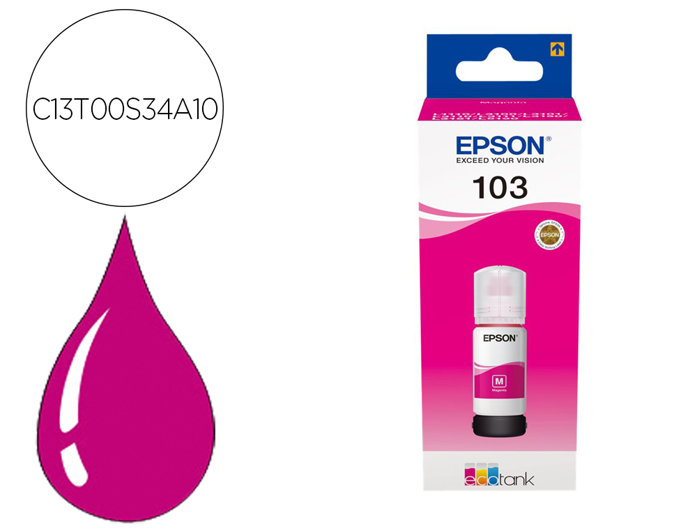TINTA EPSON ECOTANK 103 L3110/3150/3151/5190 MAGENTA GARRAFA DE 65 ML
