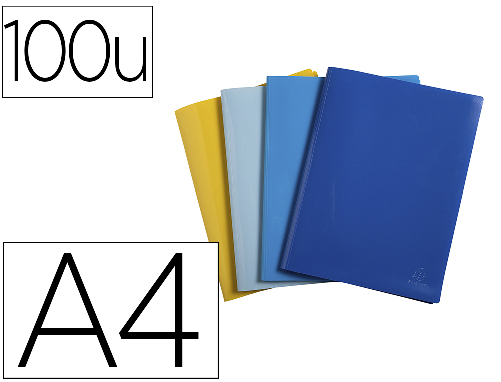 CAPA CATALOGO EXACOMPTA 100 BOLSAS DIN A4 RECICLADA POLIPROPILENO CORES SORTIDAS