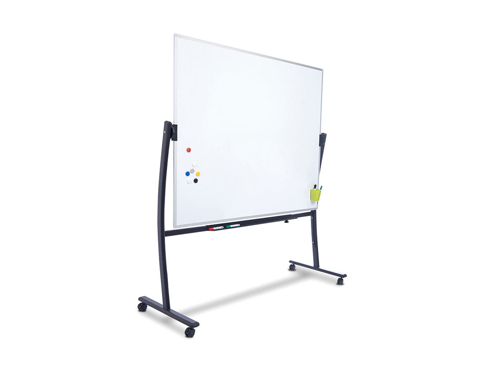 QUADRO BRANCO ROCADA ACO VITRIFICADO MAGNETICO MOLDURA ALUMINIO DUPLA FACE GIRATORIO CURVE 120X200 CM