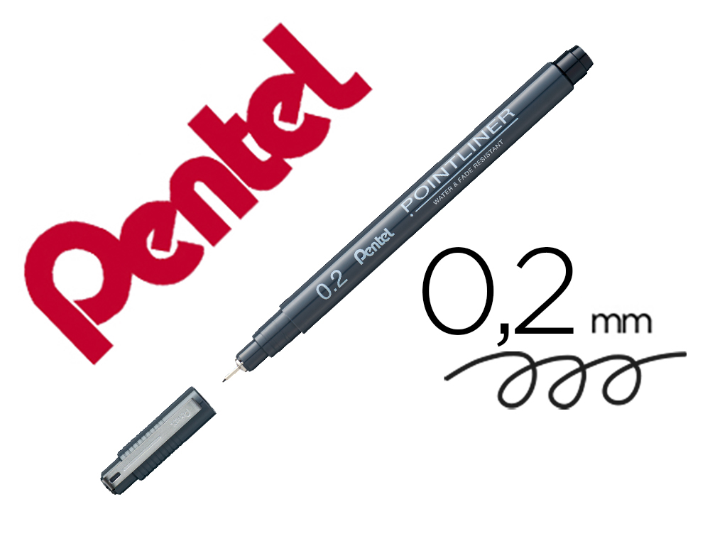 MARCADOR PENTEL POINTLINER COM TINTA PIGMENTADA COR PRETO PONTA DE 0,2 MM
