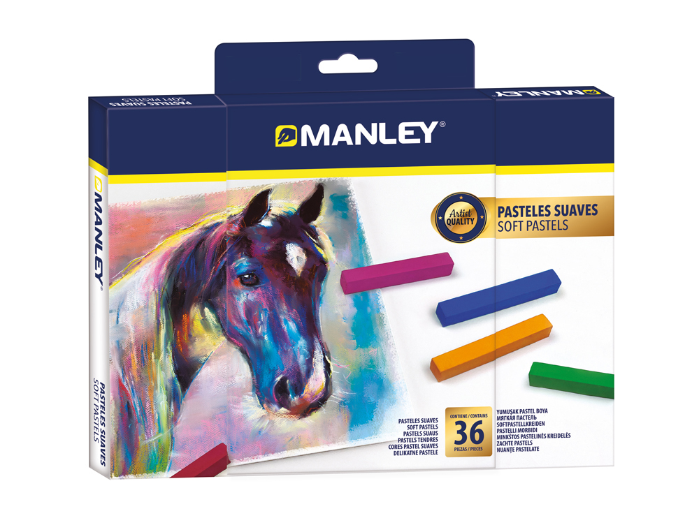 LAPIS PASTEL MANLEY SUAVES CAIXA DE 36 UNIDADES CORES SORTIDAS