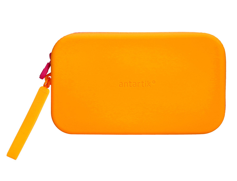 ESTOJO ESCOLAR ANTARTIK TROPICAL DIVE SILICONE SOFT RETANGULAR 190X120X25 MM LARANJA