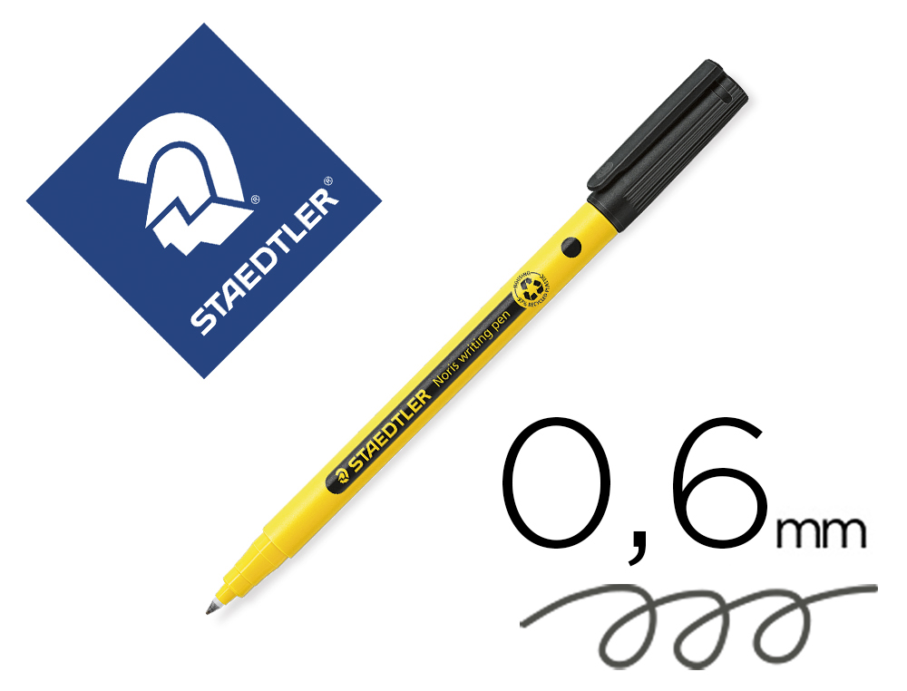 MARCADOR STAEDTLER NORIS WRITING PEN 307 TINTA BASE DE AGUA PONTA FINA TRACO 0,6 MM PRETO