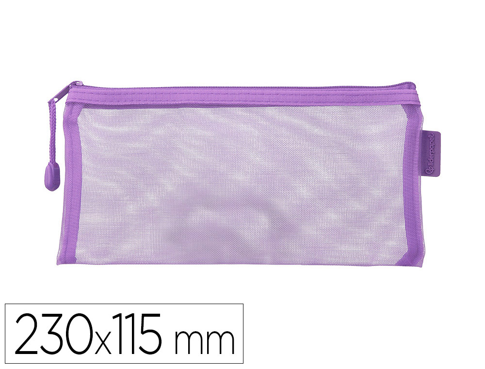 BOLSA COM FECHO DE CORRER LIDERPAPEL POLIESTER TRANSPIRAVEL MULTIUSOS TICKET 230X115 MM ROXO PASTEL