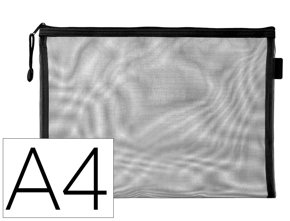 BOLSA COM FECHO DE CORRER LIDERPAPEL POLIESTER TRANSPIRAVEL MULTIUSOS DIN A4 PRETO
