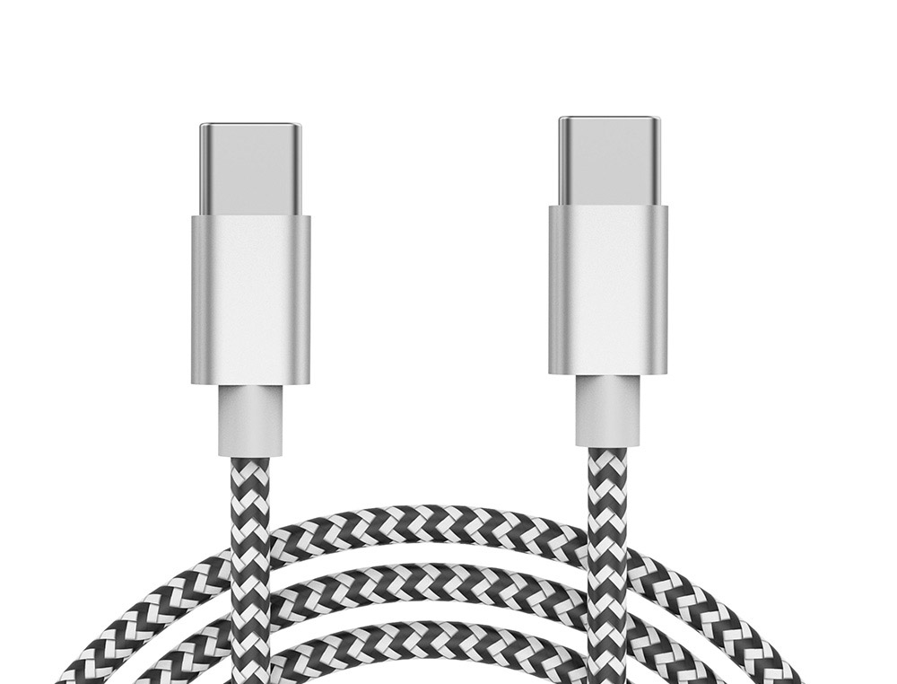 CABO USB-C A USB-C Q-CONNECT NYLON COMPRIMENTO 1M BRANCO
