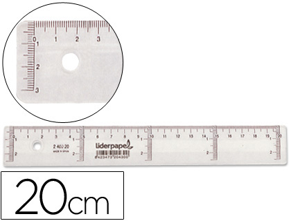 REGUA PLASTICO CRISTAL LIDERPAPEL TRANSPARENTE 20 CM