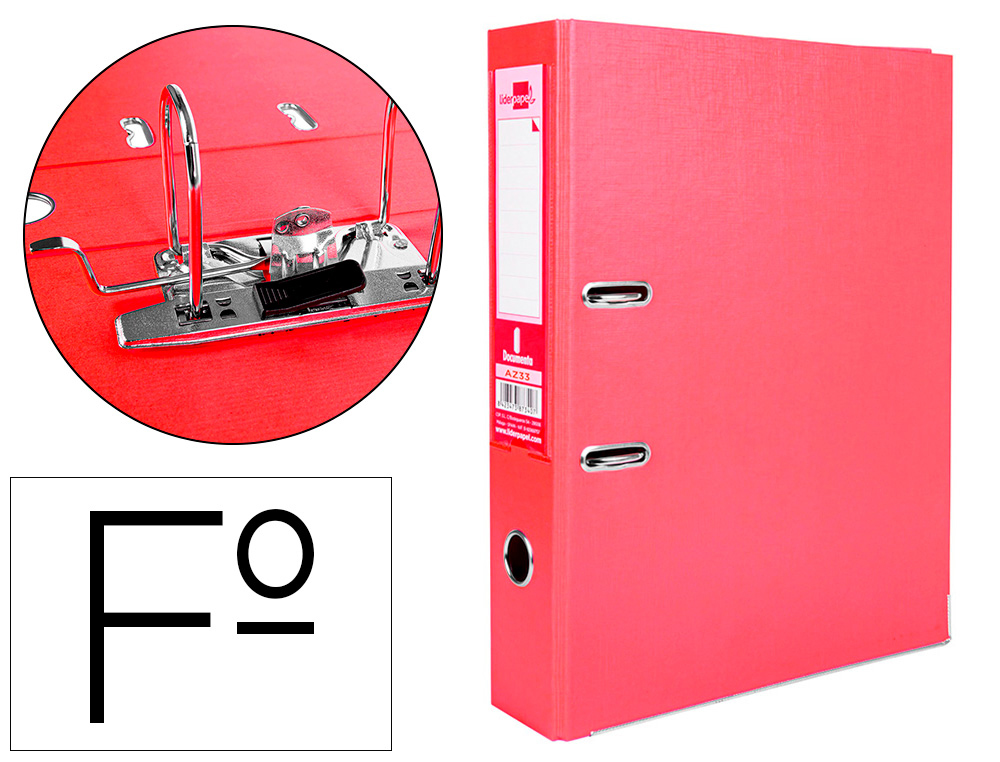 PASTA DE ARQUIVO DE ALAVANCA LIDERPAPEL DOCUMENTA PVC FOLIO LOMBADA 75 MM VERMELHO