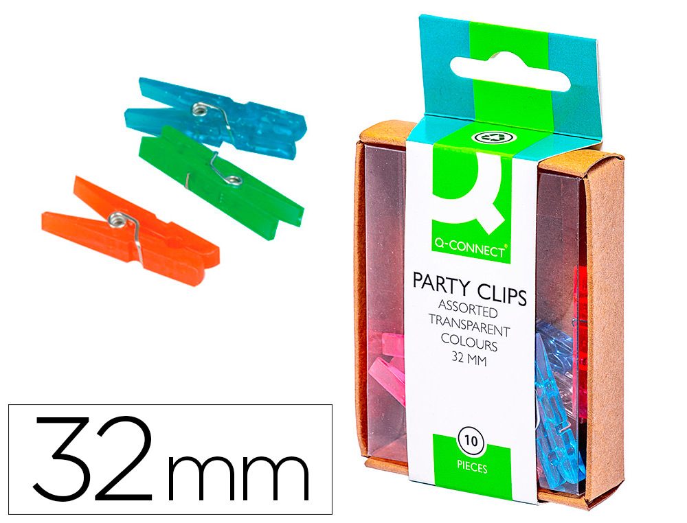 MOLA FANTASIA Q-CONNECT 32 MM CAIXA 10 DE CORES SORTIDAS
