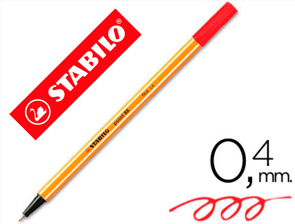 MARCADOR STABILO PONTA DE FIBRA POINT 88 VERMELHO 0,4 MM