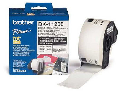 ETIQUETAS PRECORTADAS BROTHER DK11208 BRANCA 38 MM X 90 MM PAPEL TERMICO DIRECAO GRANDE 400 ETIQUETAS