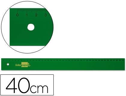 REGUA LIDERPAPEL 40 CM PLASTICO VERDE