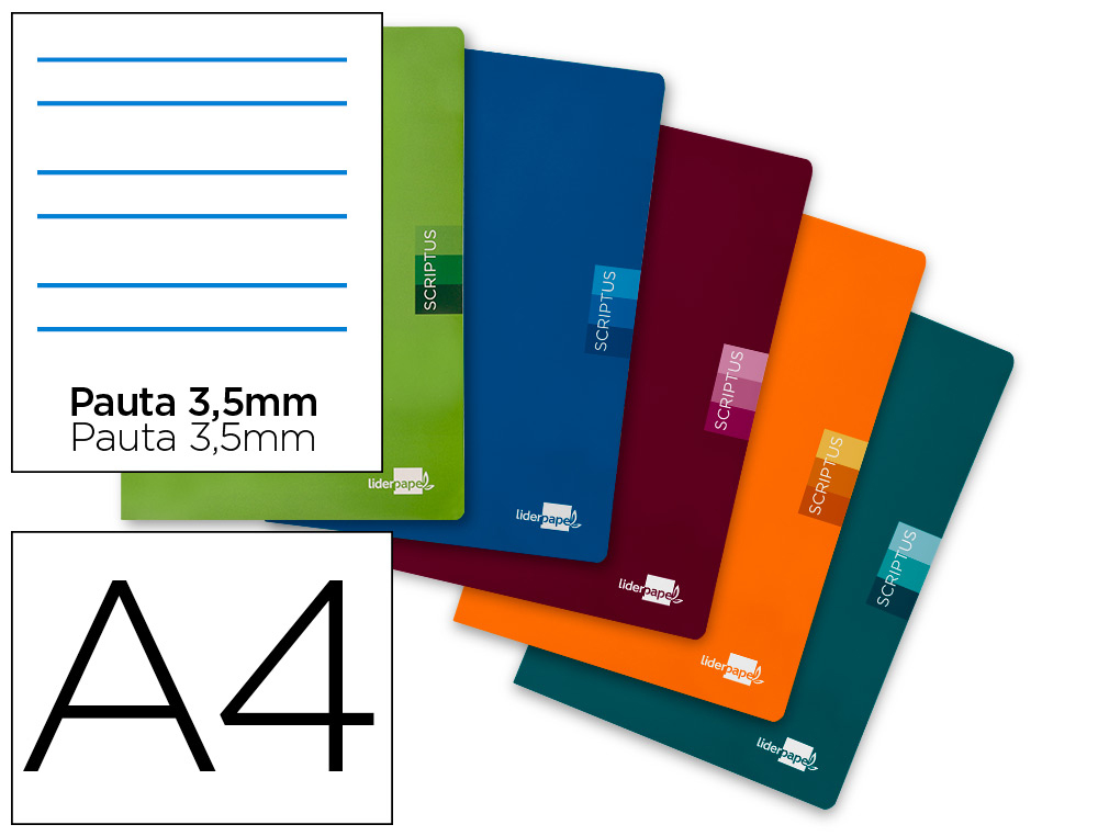 CADERNO ESCOLAR LIDERPAPEL SCRIPTUS 48 FOLHAS DIN A4 PAUTADO 2 LINHAS PAPEL 90 GR