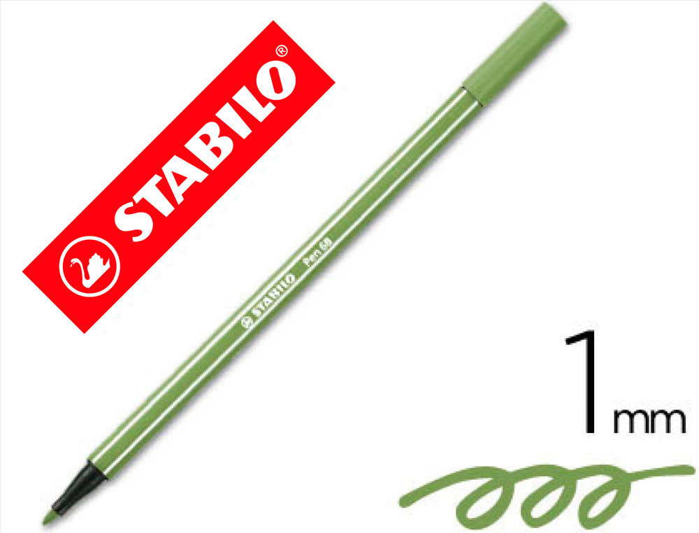 MARCADOR STABILO AGUARELAVEL PEN 68 VERDE FOLHA 1 MM