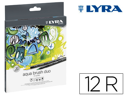 MARCADOR LYRA AQUA BRUSF DUO CAIXA DE 12 CORES