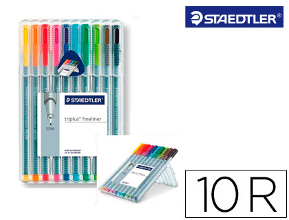 MARCADOR STAEDTLER TRIPLUS FINELINER ESTOJO 10 CORES SORTIDAS