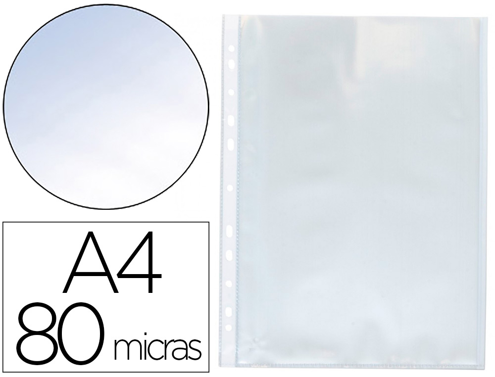BOLSA CATALOGO/MICA Q-CONNECT DIN A4 80 MICRONS CRISTAL BOLSA DE 100 UNIDADES